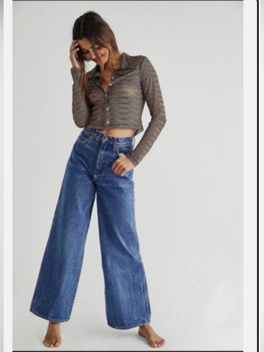 Free People We The Free Kellee Wide-Leg Denim Jeans NWT , 31